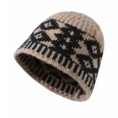 【氛围感GET~】 南极人 复古菱形提花针织渔夫帽韩版冷帽小众设计款毛线帽加厚保暖大头围 百搭 绒线帽 男女同款情侣款