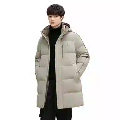 鸭鸭 石墨烯蓄热极寒系列中青年韩版休闲基础百搭连帽户外运动加厚保暖中长款羽绒服 男款