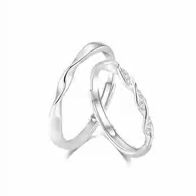 【免费定制刻字 999纯银材质】 福韵金 恋爱频率莫比乌斯爱意交织甜蜜饰爱有钱花对戒开口可调节 足银 戒指 男女同款情侣款