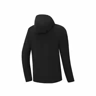 特步 运动生活系列 跑步系列 字母拉链连帽舒适透气百搭风衣 男款 正黑色