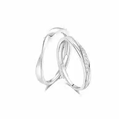 【免费定制刻字 999纯银材质】 福韵金 恋爱频率莫比乌斯爱意交织甜蜜饰爱有钱花对戒开口可调节 足银 戒指 男女同款情侣款