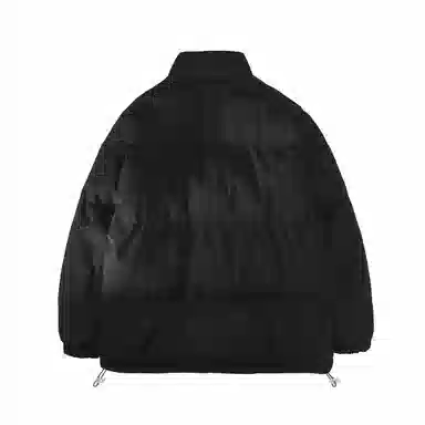 美式复古无性别主义高街简约基础款日常通勤百搭下摆抽绳可调节纯色立领宽松加厚保暖舒适棉服 男女同款