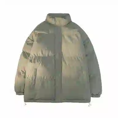 美式复古无性别主义高街简约基础款日常通勤百搭下摆抽绳可调节纯色立领宽松加厚保暖舒适棉服 男女同款