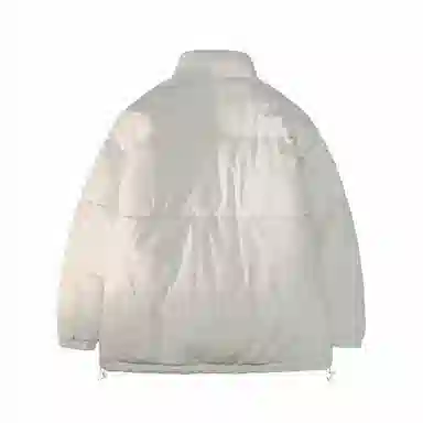 美式复古无性别主义高街简约基础款日常通勤百搭下摆抽绳可调节纯色立领宽松加厚保暖舒适棉服 男女同款