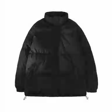 美式复古无性别主义高街简约基础款日常通勤百搭下摆抽绳可调节纯色立领宽松加厚保暖舒适棉服 男女同款