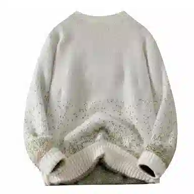 基础款渐变套头圆领保暖舒适百搭加绒宽松不扎身弹力内搭厚款长袖针织毛衣 男女同款