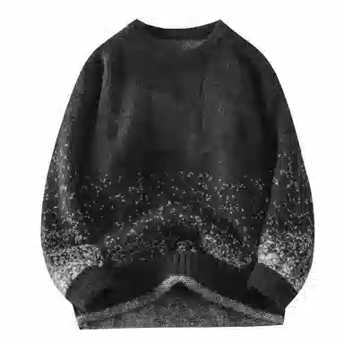 基础款渐变套头圆领保暖舒适百搭加绒宽松不扎身弹力内搭厚款长袖针织毛衣 男女同款