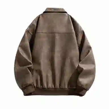 纯色翻领防风防水保暖宽松夹克外套 男女同款