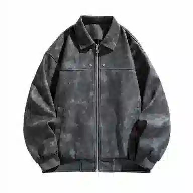 纯色翻领防风防水保暖宽松夹克外套 男女同款