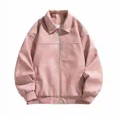 纯色翻领防风防水保暖宽松夹克外套 男女同款