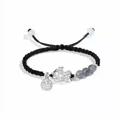 银千惠 送福貔貅 国潮小众新中式来财貔貅一对上岸转运珠吞金兽本命年纳福平安红绳甜蜜编织手绳  玉髓 手链 男女同款情侣款 礼盒