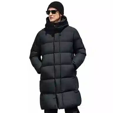 鸭鸭 极寒系列 高充鹅绒纯色韩版休闲经典百搭拆卸连帽户外运动加厚保暖中长款羽绒服 男女同款 黑色