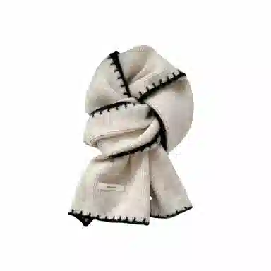 北极绒 高级感小香风锁边韩版百搭秋冬季软糯护颈围脖 绒线围巾 男女同款情侣款