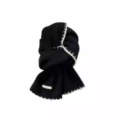 北极绒 高级感小香风锁边韩版百搭秋冬季软糯护颈围脖 绒线围巾 男女同款情侣款