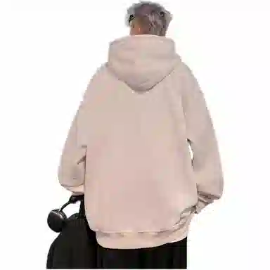 北极绒 连帽纯棉落肩套头美式字母卡通印花简约潮牌宽松卫衣 男