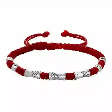 中国珠宝 三节开泰手饰 节节高升 复古国潮新中式 潮流百搭手工编织绳 小众简约轻奢大牌 单人手绳奢品 足银 手链 男款