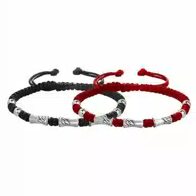 中国珠宝 三节开泰手饰 节节高升 复古国潮新中式 潮流百搭手工编织绳 小众简约轻奢大牌 单人手绳奢品 足银 手链 男款