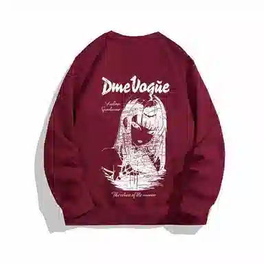 【dme】 手绘动漫头像个性美式加绒加厚舒适保暖时尚套头圆领重磅卫衣 男女同款