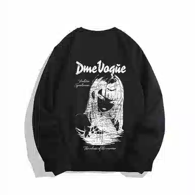 【dme】 手绘动漫头像个性美式加绒加厚舒适保暖时尚套头圆领重磅卫衣 男女同款