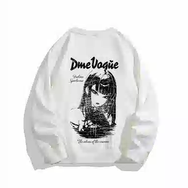 【dme】 手绘动漫头像个性美式加绒加厚舒适保暖时尚套头圆领重磅卫衣 男女同款