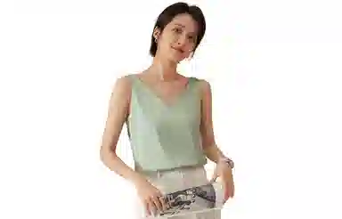 棉购 纯色简约可外穿背心 女款 白色