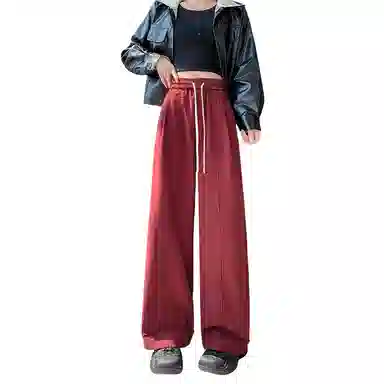 莫代尔 阔腿高腰大裤脚九分裤休闲裤 女