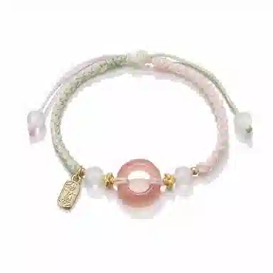 慕瑶 新中式国潮招财纳福平安扣 逢考必过福牌手工编织转运珠手饰 学院风清新纪念礼首饰 玛瑙 玉石手链 男女同款情侣款 礼盒装