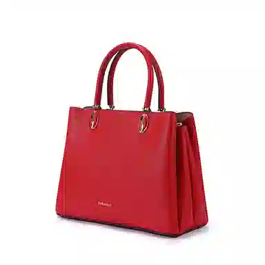 都宝路 风琴设计简约优雅细纹内格 牛皮 斜挎单肩手提包 中号 女款 米白色/红色/黑色