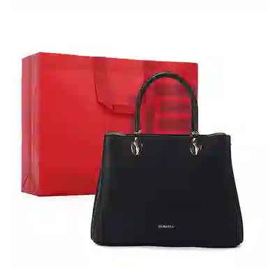 都宝路 风琴设计简约优雅细纹内格 牛皮 斜挎单肩手提包 中号 女款 米白色/红色/黑色