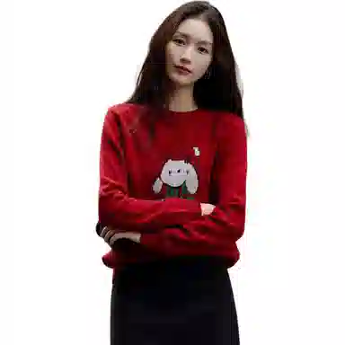 【dme】 提花休闲圆领长袖针织衫 女款