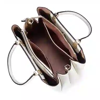 都宝路 风琴设计简约优雅细纹内格 牛皮 斜挎单肩手提包 中号 女款 米白色/红色/黑色