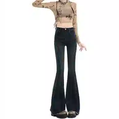 法文箱子 修身拼接鱼骨线牛仔裤 女款