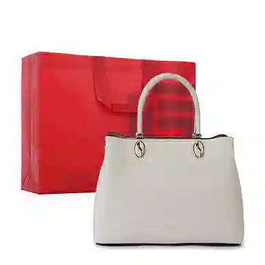 都宝路 风琴设计简约优雅细纹内格 牛皮 斜挎单肩手提包 中号 女款 米白色/红色/黑色