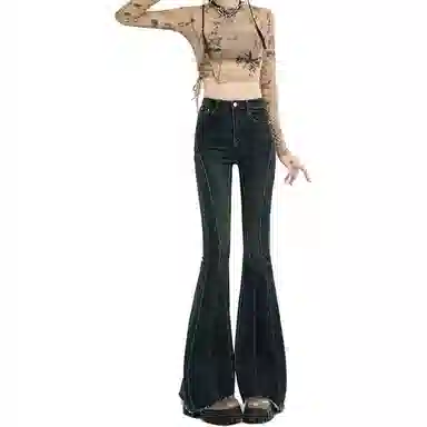 法文箱子 修身拼接鱼骨线牛仔裤 女款