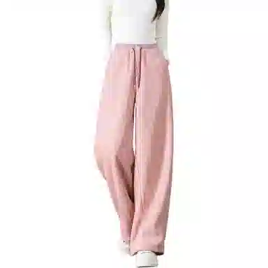 法文箱子 纯色高腰系带宽松休闲裤 女款