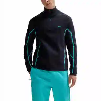 HUGO BOSS Zip-Neck Regular-Fit Sweater With Degrad Jacquard