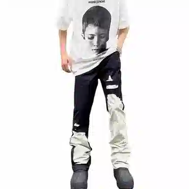 GWAF Streetwear Black White Patchwork Pants
