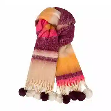 啄木鸟 多巴胺毛绒秋冬保暖大软糯流苏毛球甜美可爱 绒线围巾 男女同款情侣款