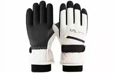 优幽兰 时尚百搭小众设计感拼色多功能滑雪冬季保暖可触屏防寒玩雪防泼水加绒加厚骑行电动车五指分指 聚酯纤维 手套 男女同款情侣款