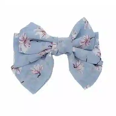 简应舒 碎花大蝴蝶结 优雅少女顶夹边夹夹子发卡 雪纺 发饰发夹 女款