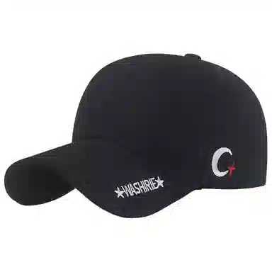 春夏季韩版刺绣月牙遮阳透气显脸小青年学生防晒百搭帽 优质纯棉帽 时尚鸭舌帽 男女同款情侣款