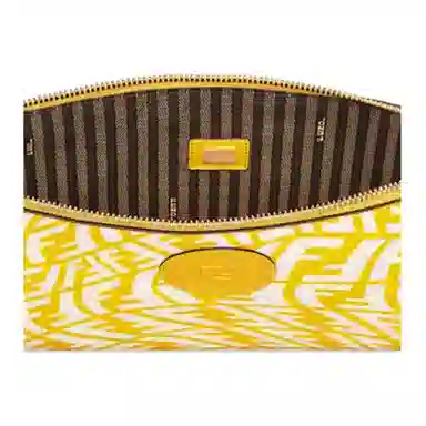 Fendi Medium Canvas Clutch Yellow
