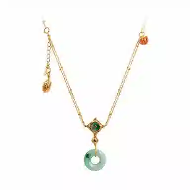 幸囍礼 吉祥如意平安扣  新中式国风祥瑞招财小众设计  轻奢高级氛围感精致温婉优雅 豆种 翡翠项链 男女同款情侣款