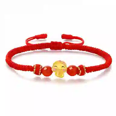 幸囍礼 新中式生肖福蛇招财 国潮国风手工编织小众设计 甜美优雅蝴蝶结小蛇 玛瑙 手链 男女同款情侣款