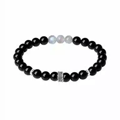 贝诗珠宝 羽你相伴情侣手链新中式高级感小众羽毛复古精致时尚 黑曜石 手串 男女同款情侣款