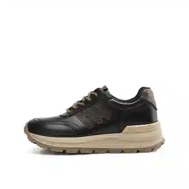 波尔谛奇 头层牛皮 舒适运动百搭厚底 轻便增高 低帮 生活休闲鞋 女款