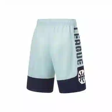 李宁 反伍系列 撞色字母印花松紧腰排湿速干比赛短裤 男款 石青灰