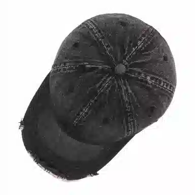 啄木鸟 美式复古水洗拼色格纹棒球帽工装做旧破洞重工毛边大头围显脸小软顶休闲百搭遮脸防晒素颜 棉 鸭舌帽 男女同款情侣款