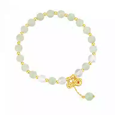 幸囍礼 聚八方财 新中式国潮古风小众设计 精致贵气温柔猫爪流苏转运珠 和田玉手串 青白玉 男女同款情侣款