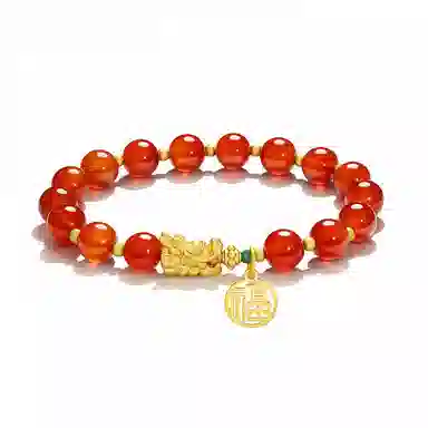 幸囍礼 国潮招财转运龙头手饰 复古古风宏图大展龙年福运聚财珠串  恋爱 琉璃 手串 男女同款情侣款